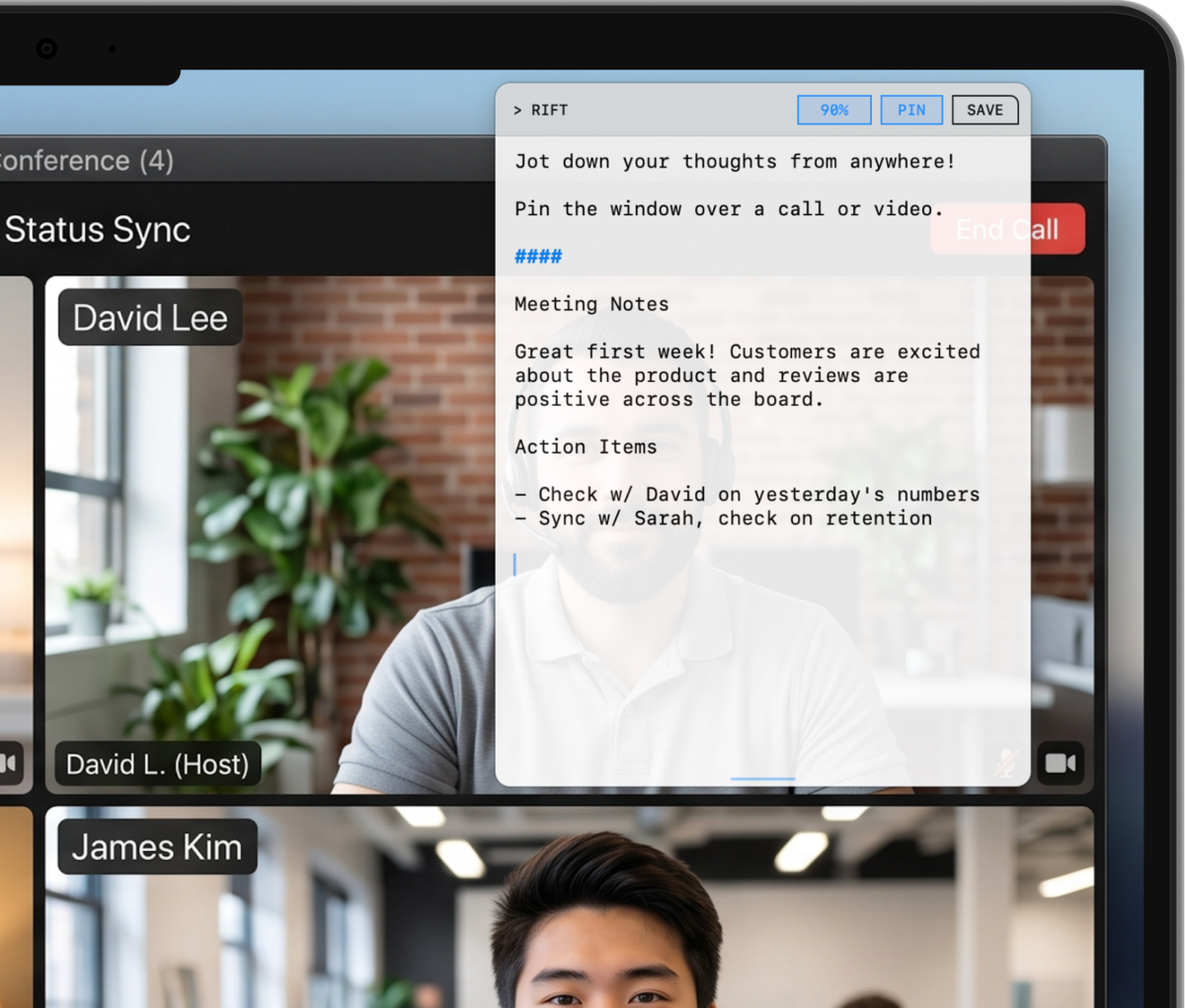 Capture quickly with the
Mac menu bar app